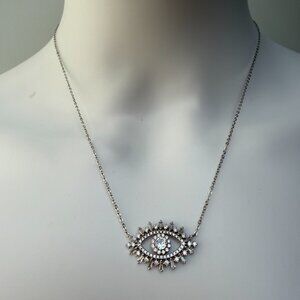 Sparkling 18in Sterling Silver CZ Evil Eye Necklace